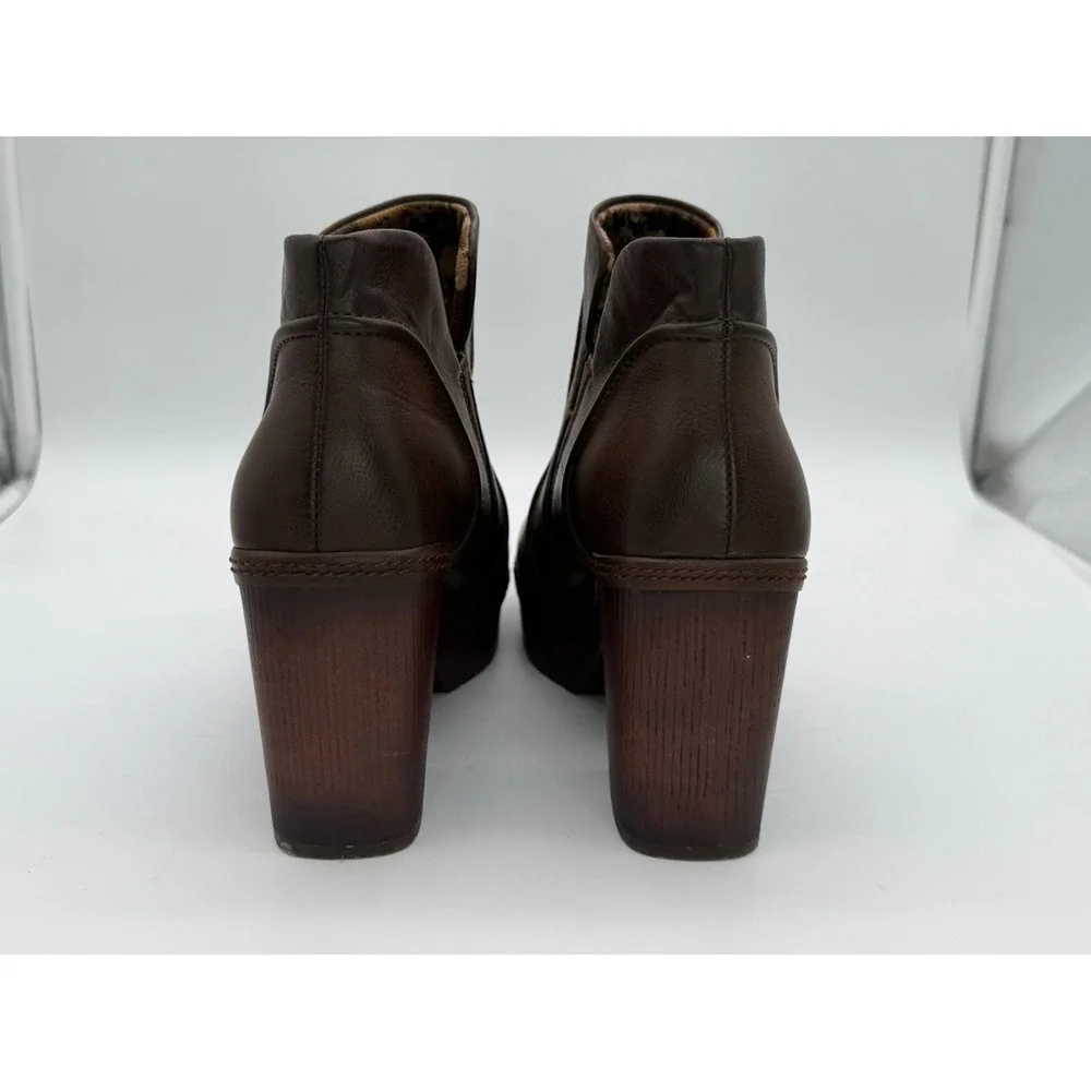 Korks Brown Platform Ankle Boots Chunky Block Heel Womens 9.5M - Picture 5 of 8